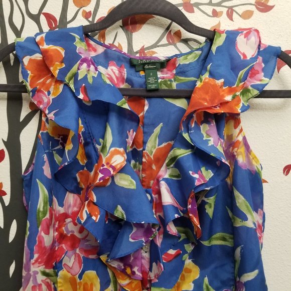 Lauren by Ralph Lauren 100% Silk Ruffle Dress Sz 2 - Picture 3 of 5